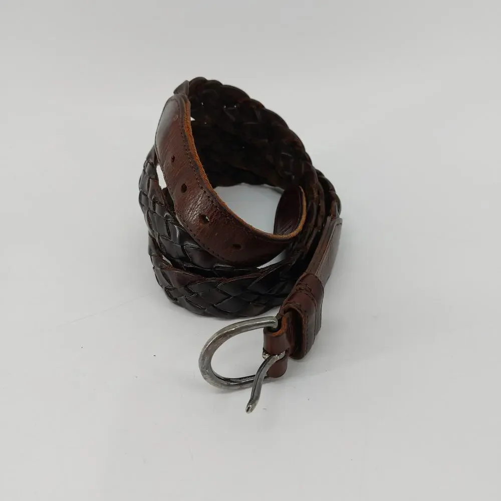 Coach Men's Size 40 Brown Leather Belt Casual Braided Weaved